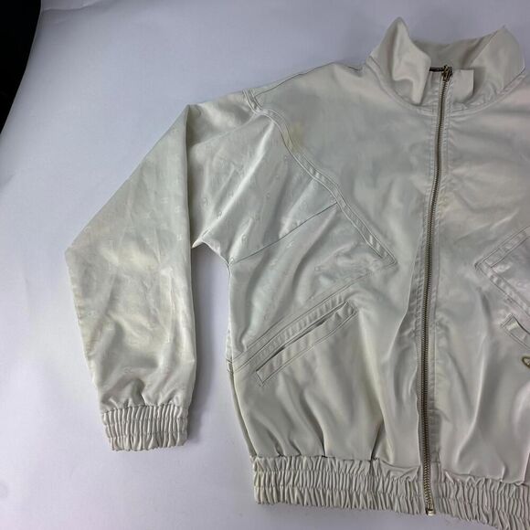 Champion Satin Off White Womens Full Zip Size M Lurex Bomber Track Retro Jacket - Picture 3 of 12